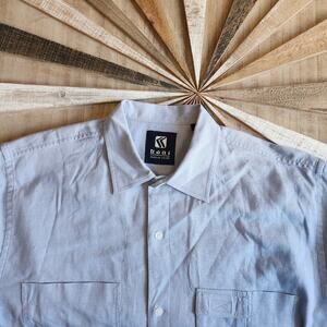 Kani Jeans Co. Blue SS Button-Up Shirt M, 55% Linen 45% Cotton, Streetwear